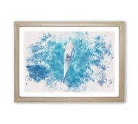 Dolphin Leading The Way Watercolour Framed Print | A2 Oak Framed Wall Art | Ready to Hang | Modern Animal Picture | Living Room Bedroom Lounge Office