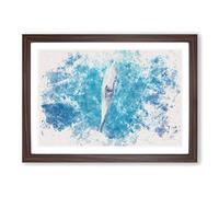 Dolphin Leading The Way Watercolour Framed Print | A2 Walnut Framed Wall Art | Ready to Hang | Modern Animal Picture | Living Room Bedroom Lounge Office