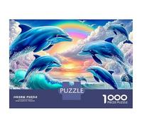 Dolphin Leap 1000 Pieces Rainbow Dolphins Premium Cardboard Jigsaw Puzzle for Adults Family Parent-child Interaction Social Icebreaker Holiday Pastime Collectible 70x50cm/1000pcs