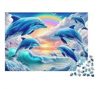 Dolphin Leap Jigsaw Puzzles for Adults The Impossible Challenge 1000 Pieces Cute Difficult Hard Jigsaw Puzzles for Man And Woman with Letters on Back 52x38cm/1000pcs