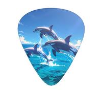 Dolphin Leap Wzywhj Prints Abs Guitar Picks 12 Piece, Easy Grip Uke Picks For Your Bass, Ukulele, Acoustic Or Electric Guitar