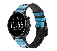 Dolphin Leather & Silicone Smart Watch Band Strap For Fossil Mens Gen 5E 5 4 Sport, Hybrid Smartwatch HR Neutra, Collider, Womens Gen 5 Size (22mm)