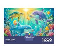 Dolphin Love Jigsaw Puzzle Set, Dolphins & Corals 1000 Pc, Sturdy Cardboard, Logic Skill Puzzle, After-School Puzzle Activity, Relaxation & Creativity 52x38cm/1000pcs