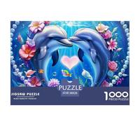 Dolphin Love Underwater Puzzles for Adults Gifts 1000 Pc - Two Dolphins Kissing in Heart Jigsaw Puzzle Fun Present & Activity for Home Wall Decor38x26cm/1000pcs