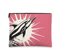 Dolphin Makeup Bag, Peach Pop Art Cosmetic Travel Pouch for Women, Portable Small Canvas Zipper Organizer, Beach Gift Skincare Toiletry Bag, Peach, 7x9 Inch, Dolphin