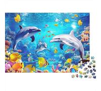 Dolphin Marine Life 1000 Piece Jigsaw Puzzle for Adults Dolphins in Colorful Underwater World Premium Sturdy Vibrant Challenging Hard Stress Relief Gift 70x50cm/1000pcs