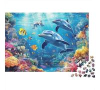 Dolphin Marine Life 1000pcs Jigsaws for Adults 12+, Recycled Premium Paper, Dolphins Coral Reef, Challenging Activity, Stress Relief Relaxation, Great Home Wall Art Decor Gift 52x38cm/1000pcs