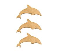 Dolphin MDF Craft Blanks - Wooden Sea Animal Cutouts for DIY Projects, Unpainted Ocean Shapes, Laser Cut Wood, Scrapbooking & Decor (x3 Set)