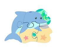 Dolphin Mini Wooden Puzzles - My First Puzzles, Jigsaw Puzzle Games with Sea life Animal - Educational Toys For 1 Year Old + Toddler, Montessori Early Development & Activity Toys by Orange Tree Toys