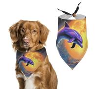 Dolphin Moonlight Cute Dog Bandanna Scarf Printed Adjustable Triangle Pet Kerchief for Dogs And Cats