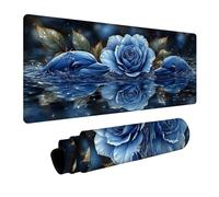 Dolphin Mouse Mat 64x32in, Gaming Mouse Pad Rose, Desk Mat with Non-Slip Rubber Base, Gaming Accessories, Mousepad with Stitched Edge, Office Accessories Keyboard Mousepad, for Office Laptop 8-1673