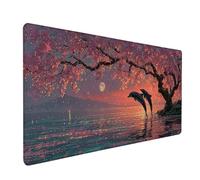 Dolphin Mouse Mat, Moon Gaming Mouse Pad 28x16in, Desk Mat Large, Office Desk Accessories, Mousepad Large with Stitched Edges, Improved Precision and Speed, for PC Gaming, Laptop, Office, B-9451