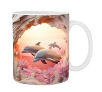 Dolphin Mug, Cute Ceramic Flat Painted Dolphin Mug - Coffee Cups Novelty Coffee Mug 11oz Ceramic Dolphin Design for Tea Lovers
