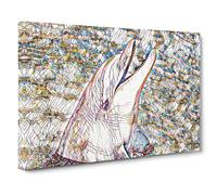 Dolphin No.2 Modern BG Canvas Print | Gallery Wrapped 30mm Frame Wall Art | 20x14 inches | Ready to Hang | Modern Animals Picture | Living Room Bedroom Lounge Office