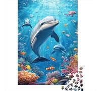 Dolphin Ocean 1000 Pieces Mini Jigsaw Puzzle for Adults | 38x26cm Cardboard, Puzzle Assembly, Young Adults, Living Room Decor, Mind Relaxation