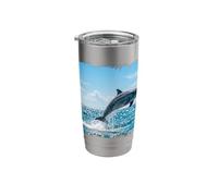Dolphin Ocean Jumping Waves Marine Wildlife Scene Design Stainless Steel Insulated Tumbler