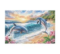 Dolphin Ocean Wave 1000 Piece Jigsaw Puzzle for Adults Home Office Wall Art Productivity Boost Precision Cut for Remote Workers 1000 PCS