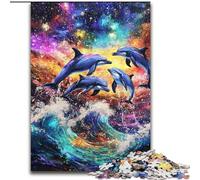Dolphin Oil Painting 1000 Piece Jigsaw Puzzles for Adults & Teens, for Age 14+ Home Art Decor Family Games Christmas Birthday Gifts (50x75cm)