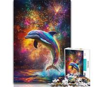 Dolphin Oil Painting JigsawPuzzle 1000 Pieces for Adults,Family Game Stress Reliever Difficult Challenge Secret Santa Gifts (38x26cm)