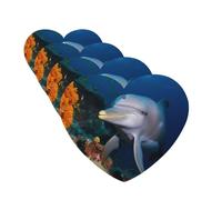 Dolphin On Coral Car Air Fresheners Cards Set of 4 Pieces Personalized Car Fresheners Gifts for Men Women Auto Aromatherapy Tablets Hanging Scented Cards for Wardrobe Bathroom