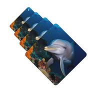 Dolphin On Coral Car Air Fresheners Cards Set of 4 Pieces Personalized Car Fresheners Gifts for Men Women Auto Aromatherapy Tablets Hanging Scented Cards for Wardrobe Bathroom