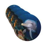 Dolphin On Coral Car Air Fresheners Cards Set of 4 Pieces Personalized Car Fresheners Gifts for Men Women Auto Aromatherapy Tablets Hanging Scented Cards for Wardrobe Bathroom