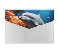 Dolphin On Coral File Folder Accordion Document Organizer Portable Paper Bill Receipt Organizer Reusable 6 Pocket Expanding File Pockets Plastic Folder for Home Office Supplies