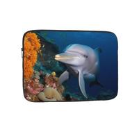 Dolphin On Coral Laptop Bag 12 inch Business Briefcase Gifts for Men Women Water Resistant Laptop Sleeve Carry On Laptop Case Shockproof Protective Computer Bag Notebook Case