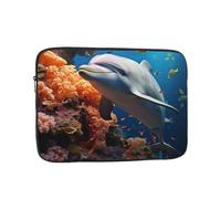 Dolphin On Coral Laptop Case Sleeve 17 inch Laptop Bag Shockproof Computer Carrying Cover Protective Notebook Case