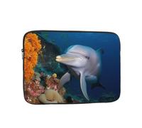 Dolphin On Coral Laptop Sleeve Bag 17 Inch, Waterproof Shockproof Laptop Case Bag Computer Skin Bags Lightweight Tablet Carrying Case