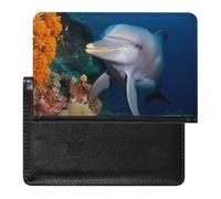 Dolphin On Coral Passport Cover Protector Rfid Blocking Passport Holder Id Card Holder Secure Travel Wallet Organizer for Passport Tickets Credit Cards, style, One Size