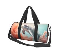 Dolphin On Coral Round Travel Duffel Bag - Large Capacity Durable Carry-On Bag for Vacation, Gym, Short Trips