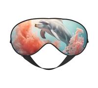Dolphin On Coral Sleep Mask for Women & Men - Double-Sided Eye Mask with Adjustable Strap, Soft Silky Feel, Light-Blocking & Breathable for Travel, Nap, Shift Work, Yoga