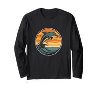 Dolphin on Wave Sunset Circle Long Sleeve T-Shirt