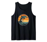 Dolphin on Wave Sunset Circle Tank Top