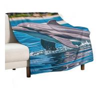 Dolphin Out of Water Blanket Soft Flannel Throw Blanket 50"x70", Lightweight Decorative Blankets Warm Cozy Blankets for Couch, Bed, Camping & Travel, Ideal Gifts for Women Men