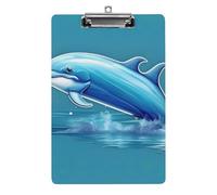 Dolphin Out of Water Clipboard 8.5×12.5 Inch Acrylic Clip Board with Metal Clip A4 Letter Size Decorative Clipboard Cute Hanging Clipboards for Office, Teacher, Nurse, Doctor,