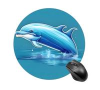 Dolphin Out of Water Mouse Pad Round Laptop Mouse Mat Cute Computer Mousepad Keyboard Pad Non-Slip Desk Pads for Gaming Office Work Home