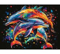 Dolphin Paint by Numbers for Adults Beginner with Frame, Animal Painting by Numbers for Children, DIY Acrylic Oil Painting Number Kits Art Crafts, Hobbies for Adults Room Wall Decor 30x40 cm Q-6773