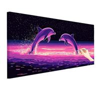 Dolphin Paint by Numbers for Adults Large 150x60cm Ocean Painting by Numbers Canvas Kits, Cheerful Painting Kits for Adults DIY Acrylic Paints Drawing Paintwork Autumn Decorations Gifts for Women T-70