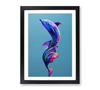 Dolphin Paint Splash No.1 Framed Print for Living Room Bedroom Home Office Décor, Wall Art Picture Ready to Hang, Black A4 Frame (34 x 25 cm)