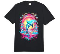 Dolphin Palm Tree Rainbow Paradise Comfort Colors Adult Heavyweight T-Shirt