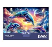 Dolphin Paradise 1000 Piece Cardboard Jigsaw Puzzle Dolphins Sunset Ocean Educational Game Challenge Fun Present Home Activity Great Gift Idea 70x50cm/1000pcs