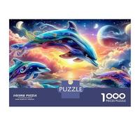 Dolphin Paradise Jigsaw Puzzles for Adults The Impossible Challenge 1000 Pieces Cute Difficult Hard Jigsaw Puzzles for Man And Woman with Letters on Back 38x26cm/1000pcs