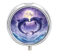 Dolphin Pattern Pill Box 3 Compartment Small Portable Medicine Case Pill Organizer for Pocket Purse