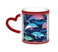 Dolphin Print Thermal Color Changing Mug, Ceramic Coffee Cup, Magic Mug for Home Office Cafe