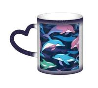 Dolphin Print Thermal Color Changing Mug, Ceramic Coffee Cup, Magic Mug for Home Office Cafe