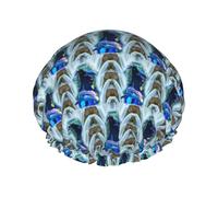 Dolphin Printed Reusable Shower Hats, Double Layer Headgear For Spa And Salon, Large Hair Wrap