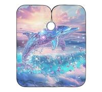 Dolphin Purple Salon Cape with Adjustable Snap Closure, Waterproof Barber Capes for Clients capa para Corte de Cabello 65" x 55"