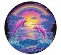 Dolphin Puzzle 1000 Pieces Jigsaw Round Jigsaws Adults Kids Puzzles Games Inspirational Adult Challenge Reliever Family Game Stress 1000pcs (67.5x67.5cm)
